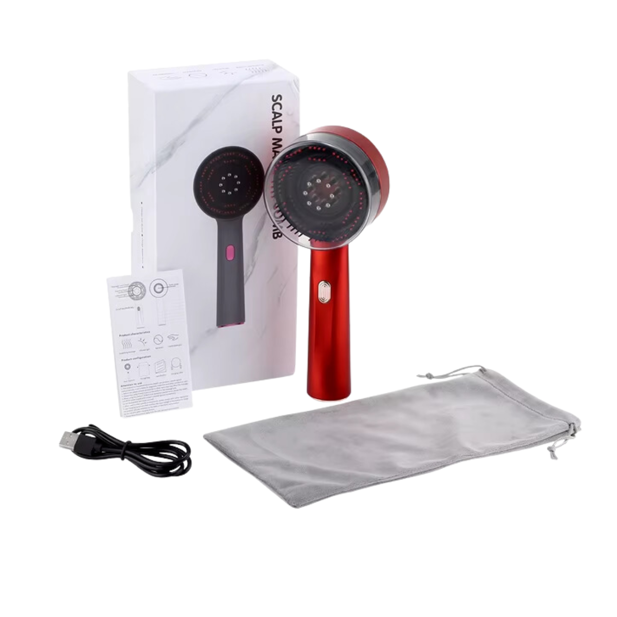 Zantéa™ | Peine eléctrico para masaje del cuero cabelludo – Luz roja y aplicador de aceite – Anticaída y crecimiento capilar
