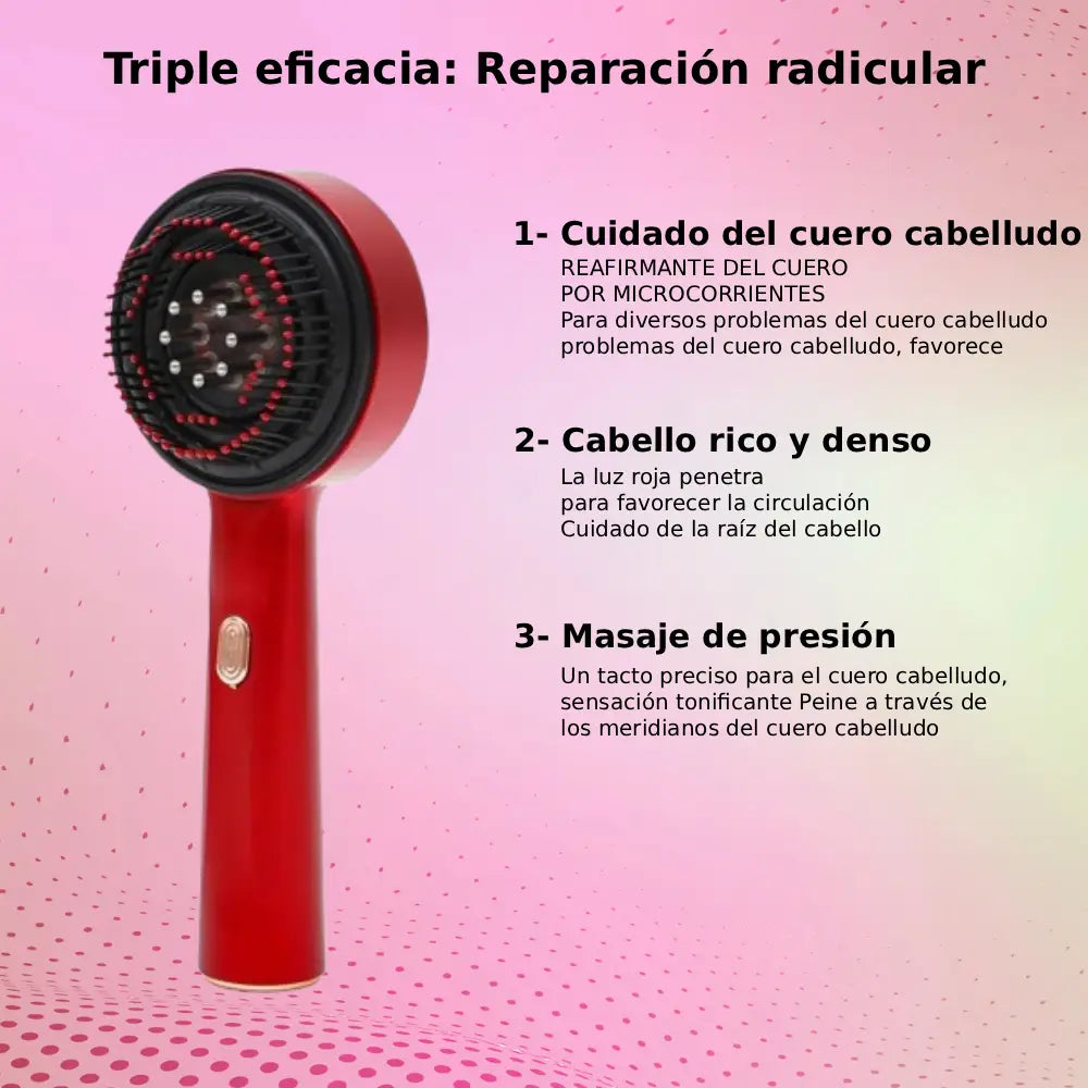 Zantéa™ | Peine eléctrico para masaje del cuero cabelludo – Luz roja y aplicador de aceite – Anticaída y crecimiento capilar