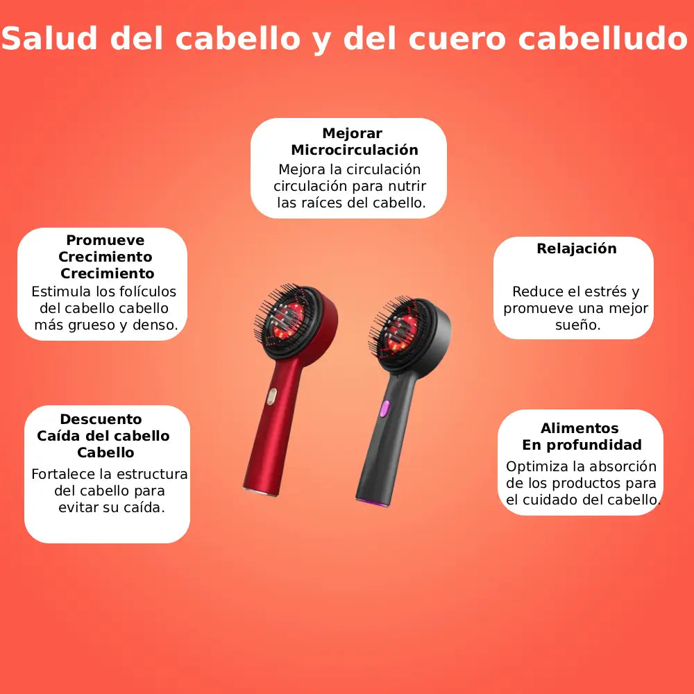 Zantéa™ | Peine eléctrico para masaje del cuero cabelludo – Luz roja y aplicador de aceite – Anticaída y crecimiento capilar